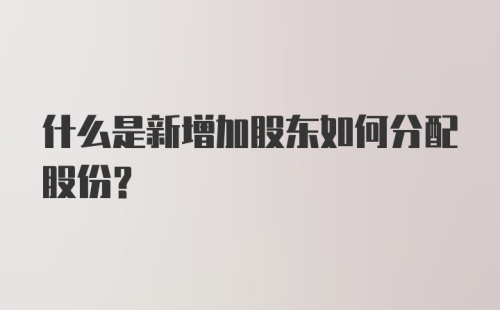 什么是新增加股东如何分配股份？