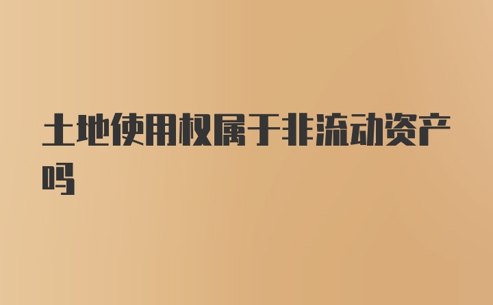 土地使用权属于非流动资产吗