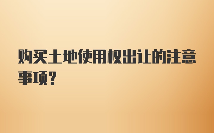 购买土地使用权出让的注意事项？