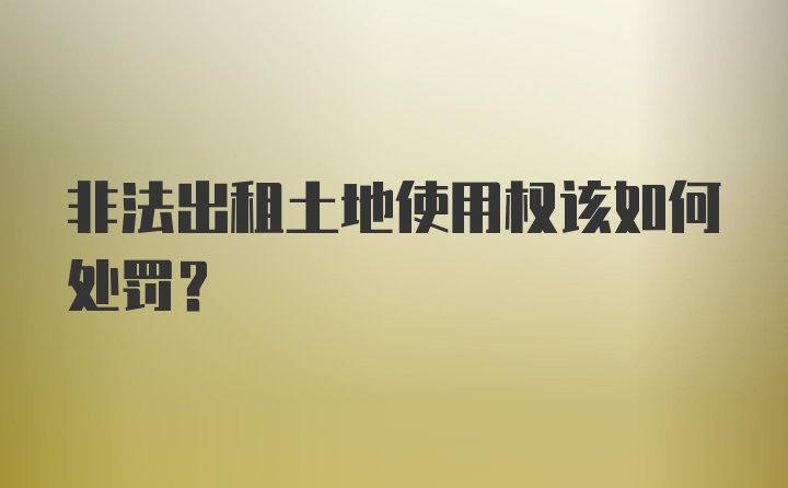 非法出租土地使用权该如何处罚？