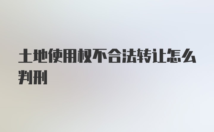 土地使用权不合法转让怎么判刑