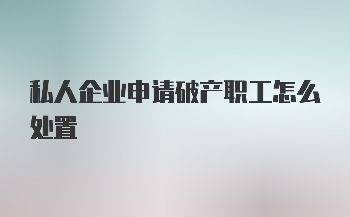 私人企业申请破产职工怎么处置