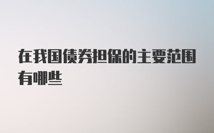 在我国债券担保的主要范围有哪些