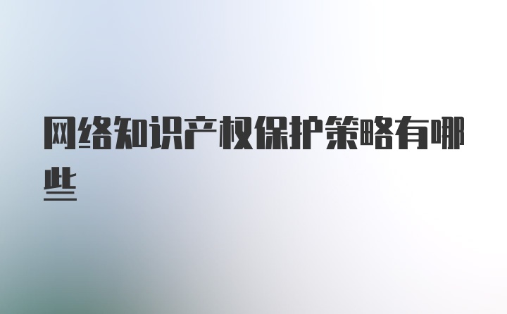 网络知识产权保护策略有哪些