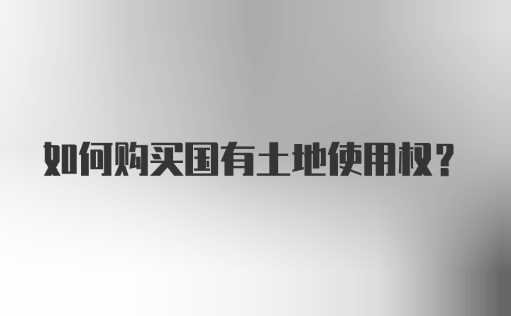 如何购买国有土地使用权?