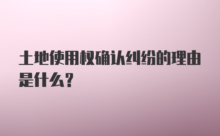 土地使用权确认纠纷的理由是什么？