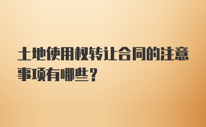 土地使用权转让合同的注意事项有哪些？