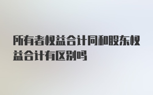 所有者权益合计同和股东权益合计有区别吗