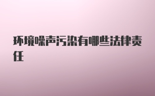 环境噪声污染有哪些法律责任