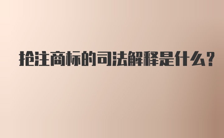 抢注商标的司法解释是什么？