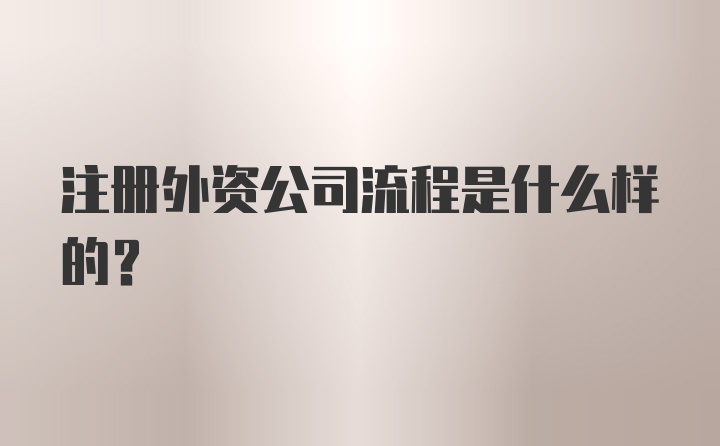 注册外资公司流程是什么样的？