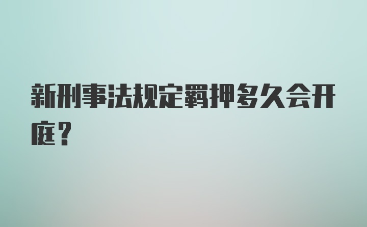 新刑事法规定羁押多久会开庭？