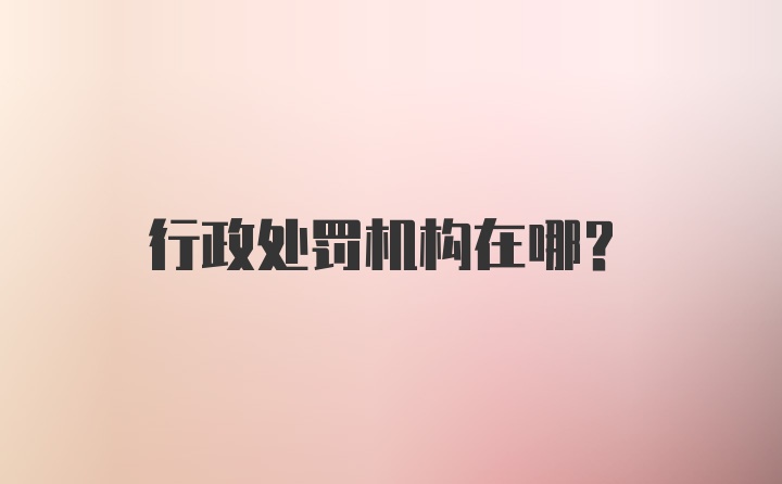 行政处罚机构在哪?