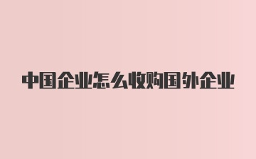 中国企业怎么收购国外企业