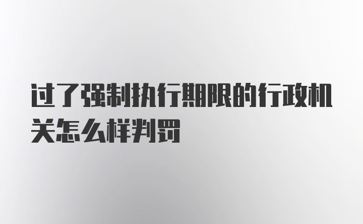 过了强制执行期限的行政机关怎么样判罚