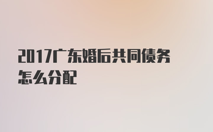 2017广东婚后共同债务怎么分配