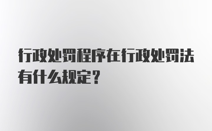 行政处罚程序在行政处罚法有什么规定?