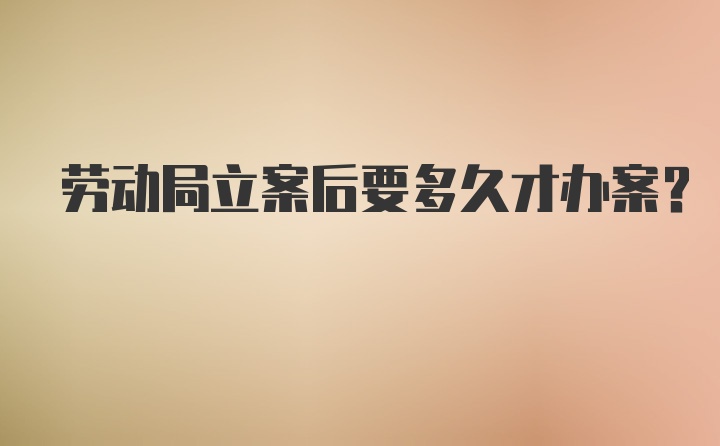劳动局立案后要多久才办案？
