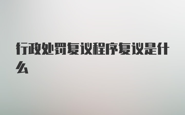 行政处罚复议程序复议是什么