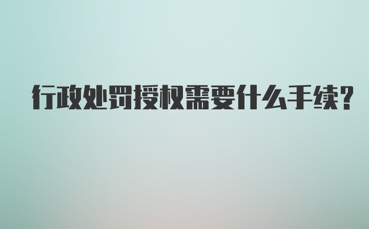 行政处罚授权需要什么手续？