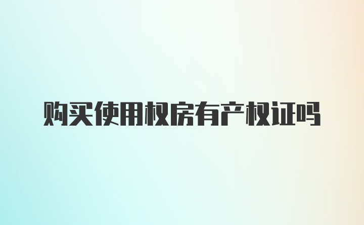 购买使用权房有产权证吗