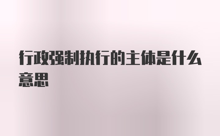 行政强制执行的主体是什么意思