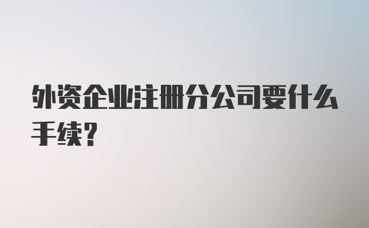 外资企业注册分公司要什么手续?