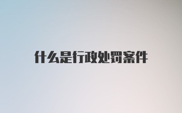 什么是行政处罚案件