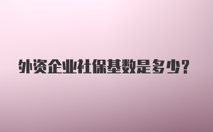 外资企业社保基数是多少？