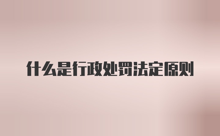 什么是行政处罚法定原则