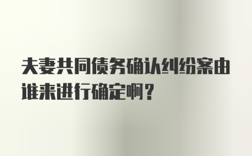 夫妻共同债务确认纠纷案由谁来进行确定啊？