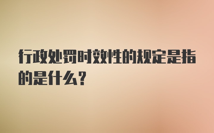 行政处罚时效性的规定是指的是什么？