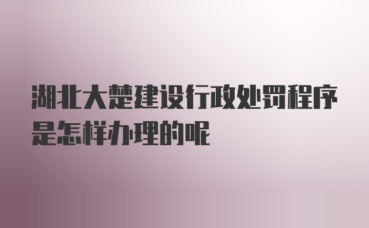 湖北大楚建设行政处罚程序是怎样办理的呢