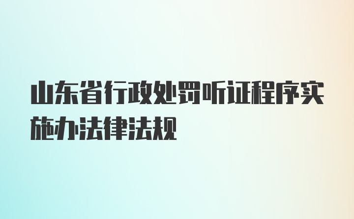 山东省行政处罚听证程序实施办法律法规