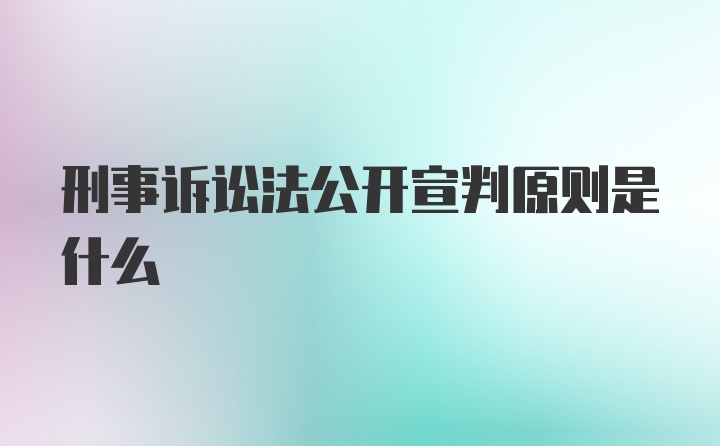 刑事诉讼法公开宣判原则是什么