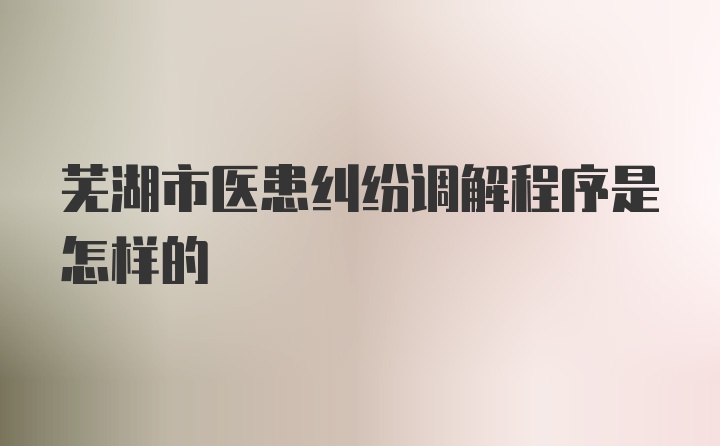 芜湖市医患纠纷调解程序是怎样的