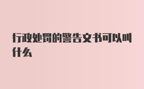 行政处罚的警告文书可以叫什么