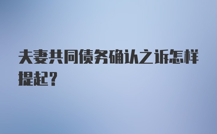 夫妻共同债务确认之诉怎样提起?