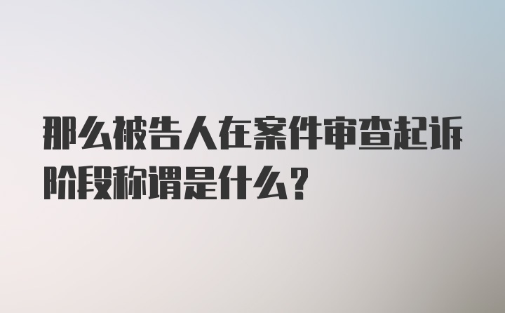 那么被告人在案件审查起诉阶段称谓是什么？