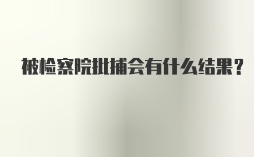 被检察院批捕会有什么结果?