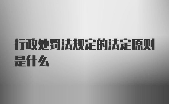 行政处罚法规定的法定原则是什么