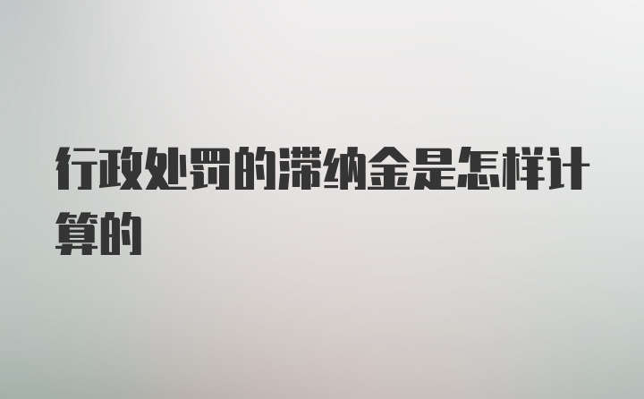 行政处罚的滞纳金是怎样计算的