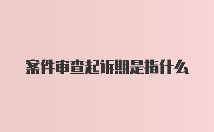 案件审查起诉期是指什么