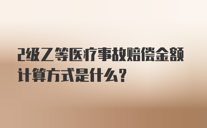 2级乙等医疗事故赔偿金额计算方式是什么？