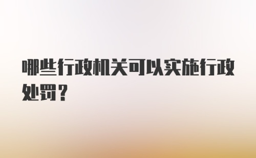 哪些行政机关可以实施行政处罚?