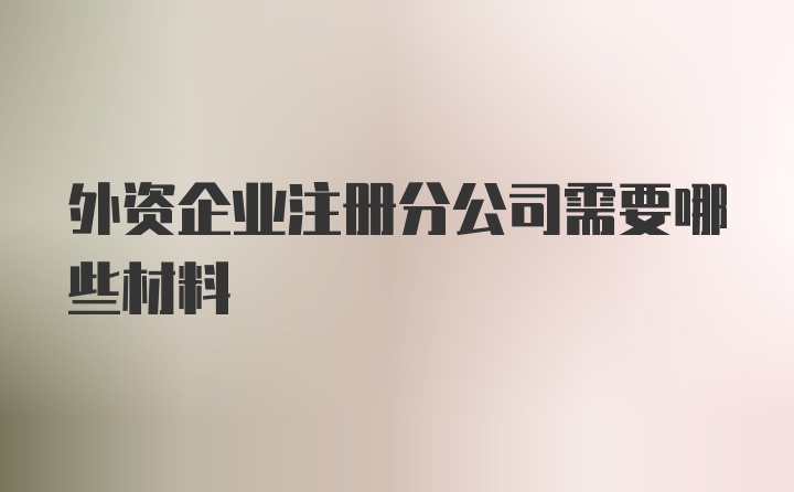 外资企业注册分公司需要哪些材料