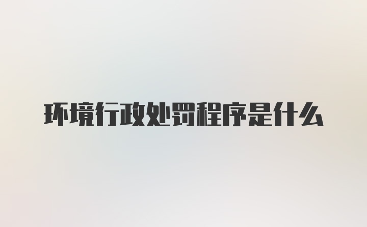 环境行政处罚程序是什么