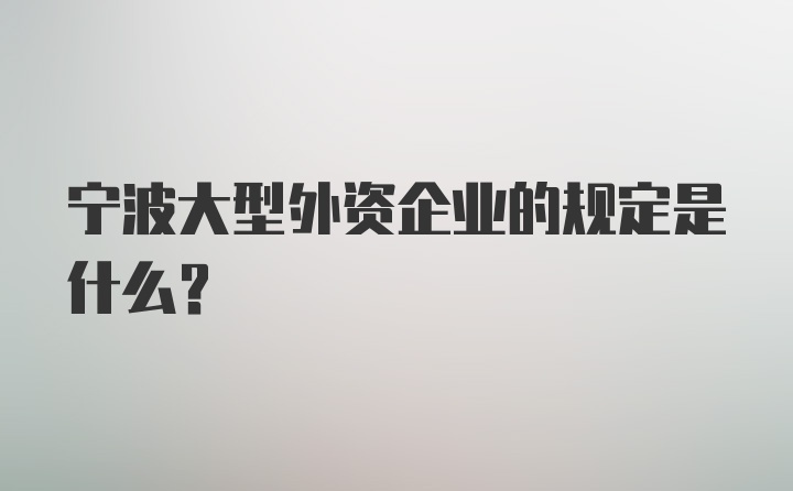 宁波大型外资企业的规定是什么？