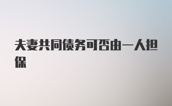 夫妻共同债务可否由一人担保