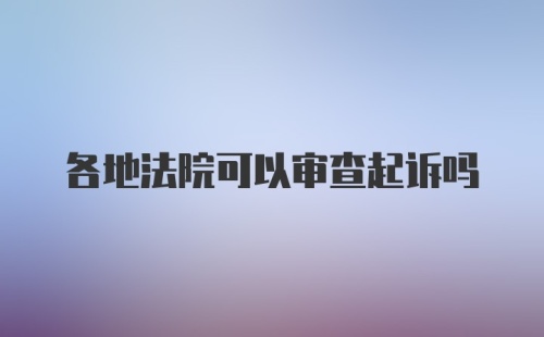 各地法院可以审查起诉吗